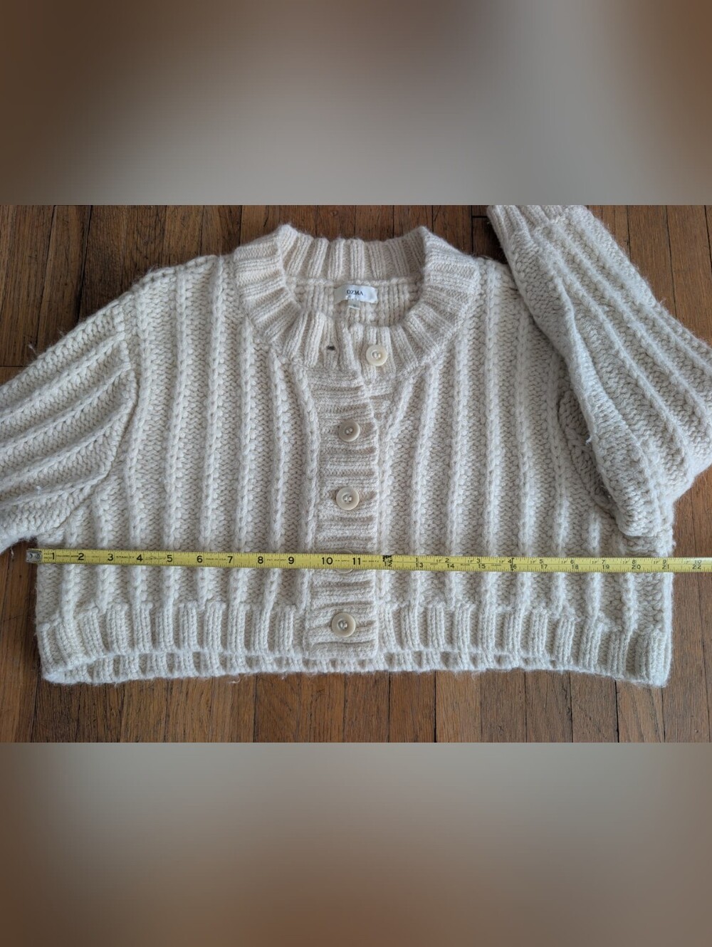 OZMA Cream Cropped Button-Up Knit Sweater - Picture 7 of 7